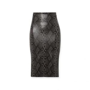 Commando Women's Faux Leather Snake Print Midi Skirt - Black Size XS